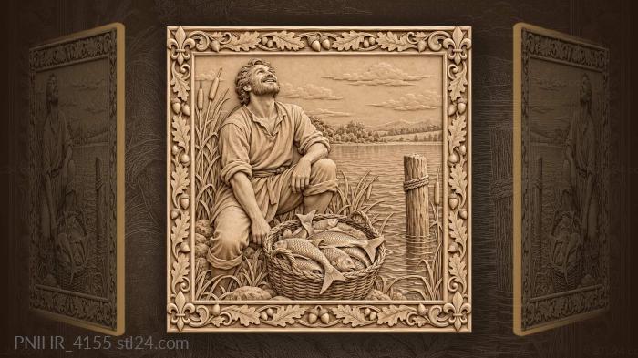 Basket brimming over with fish 3d STL model