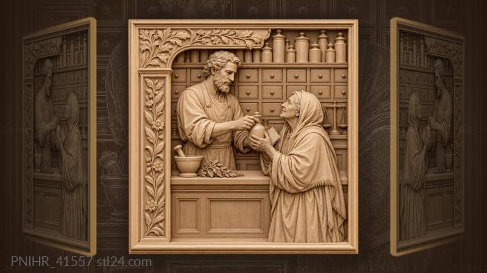 Pharmacy scene with healing hands 3d STL model