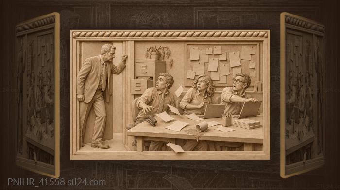 Office drama sudden interruption chaos 3d STL model