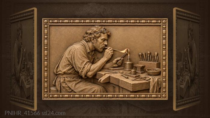 Jeweler solders a ring with blowpipe 3d STL model