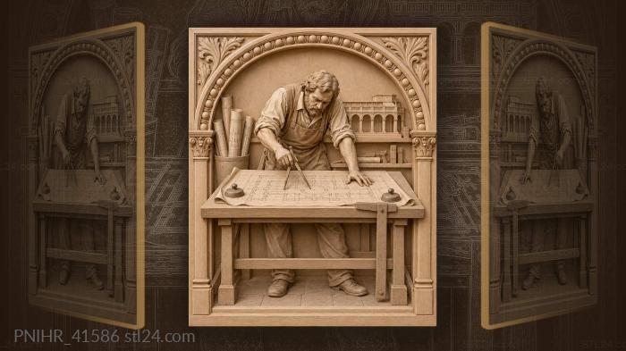 Architect at work detailed plan 3d STL model