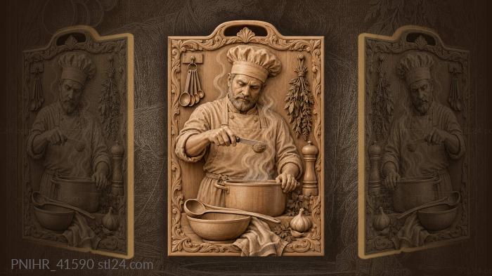 Cook measuring spices near steaming pot 3d STL model