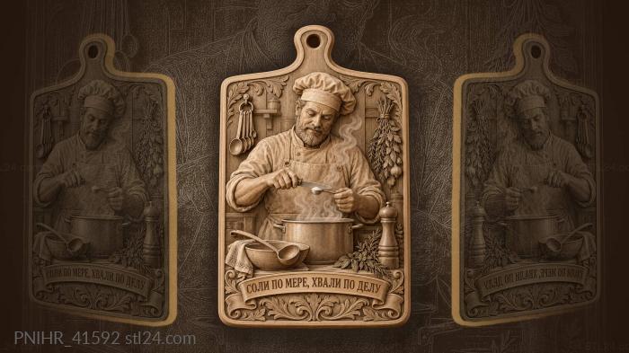 Cook measuring spices near steam 3d STL model