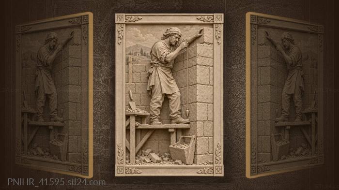 Stone mason building rising wall 3d STL model