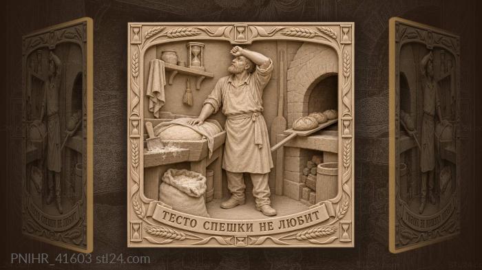 Baker watching time and dough 3d STL model