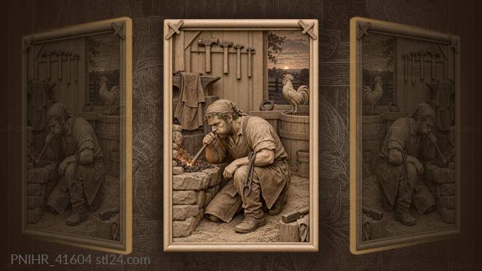 Blacksmith wakes banked coals before dawn 3d STL model