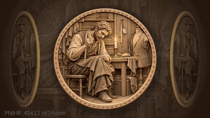 Candlelit tailor and sewing tools 3d STL model
