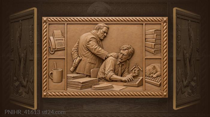 Accountant snaps pencil when chief strikes 3d STL model