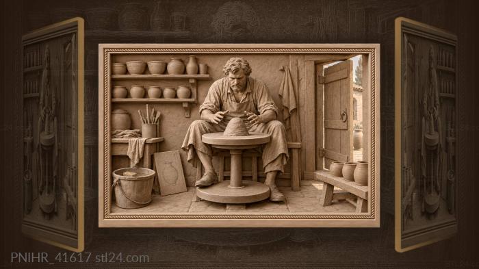 Potter contemplating morning’s first creation 3d STL model