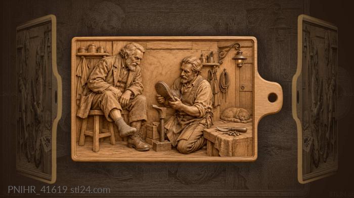 Cobbler and customer mending a boot 3d STL model