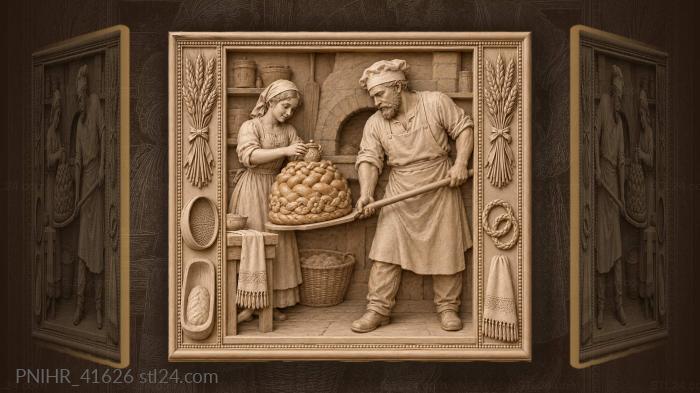 Wedding bread baker and young helper 3d STL model