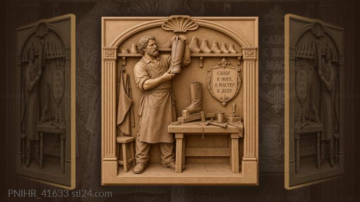Bootmaker at work with tools 3d STL model