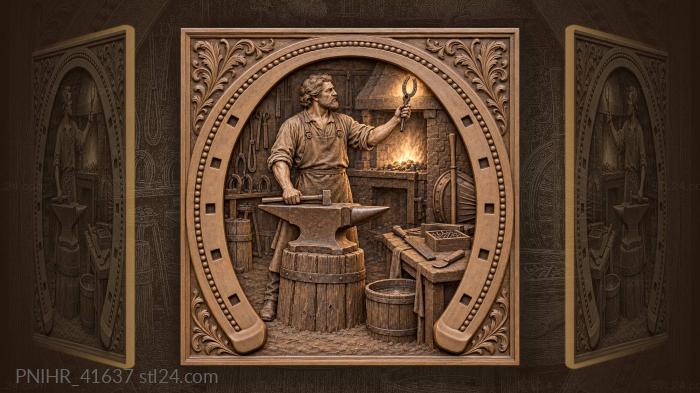 Blacksmith at work horseshoe forge scene 3d STL model
