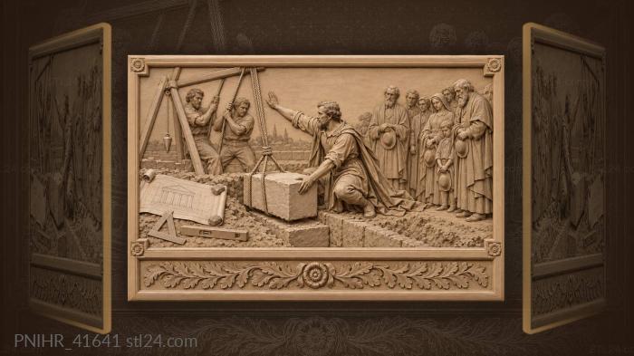 First stone laying foundation ceremony 3d STL model
