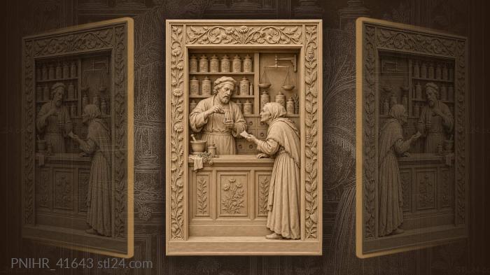 Apothecary with patient and herbal motifs 3d STL model
