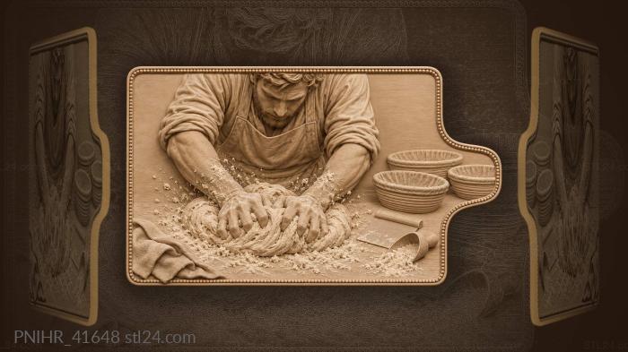 Baker kneads dough with both hands 3d STL model