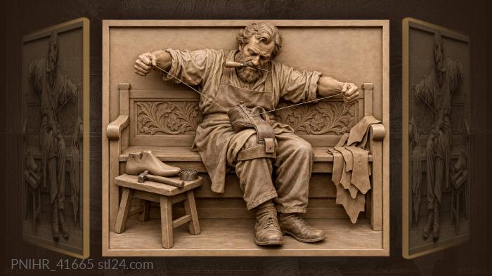 Cobbler at work stretching leather 3d STL model