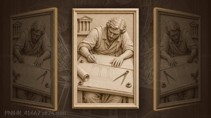 Architect draws the final cornice line 3d STL model