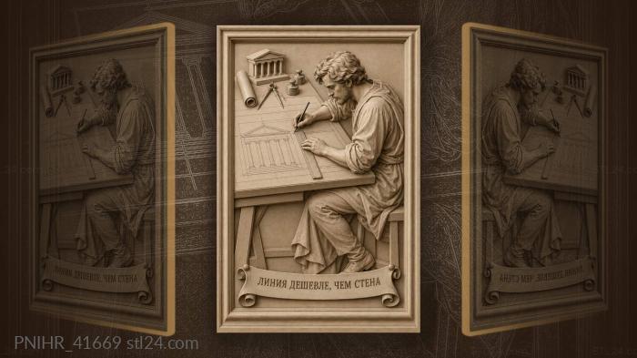 Designer inks a cornice above a maxim 3d STL model