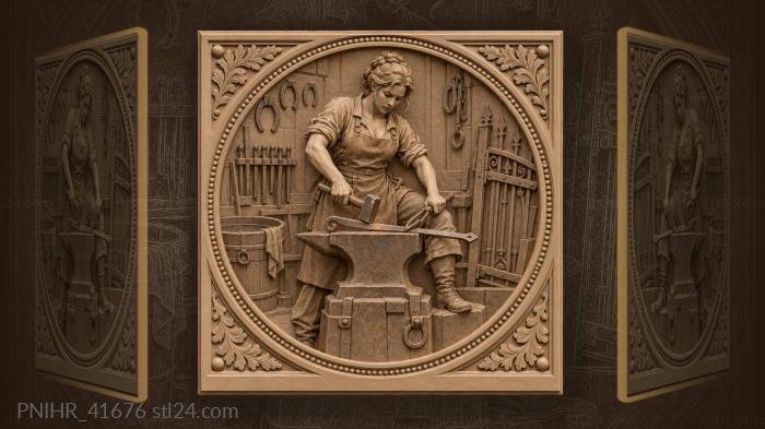 Blacksmith shapes an iron hinge 3d STL model