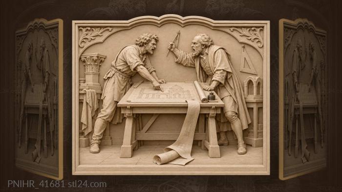 Designers duel over an unrolling blueprint 3d STL model
