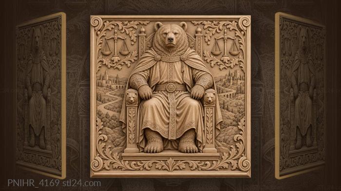 Royal bear with justice landscape 3d STL model