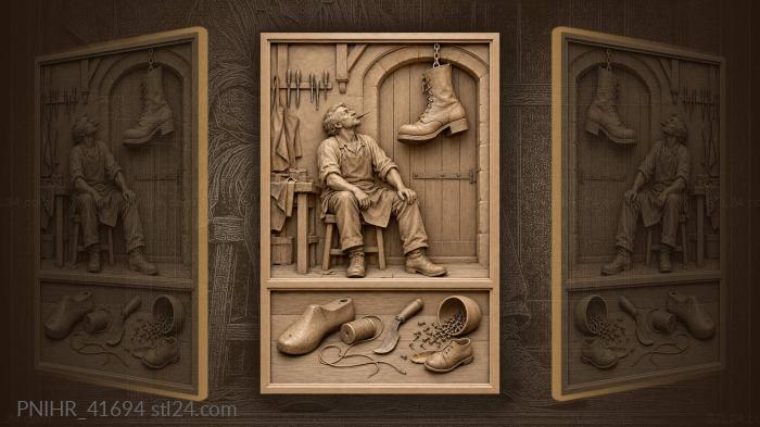 Giant boot swinging above the shop 3d STL model