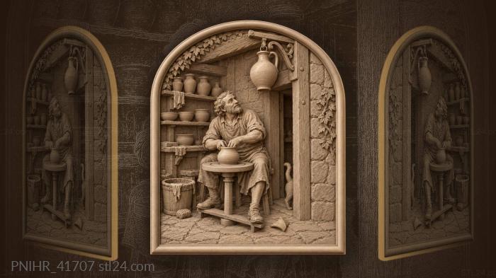 Potter at work with hanging jug 3d STL model