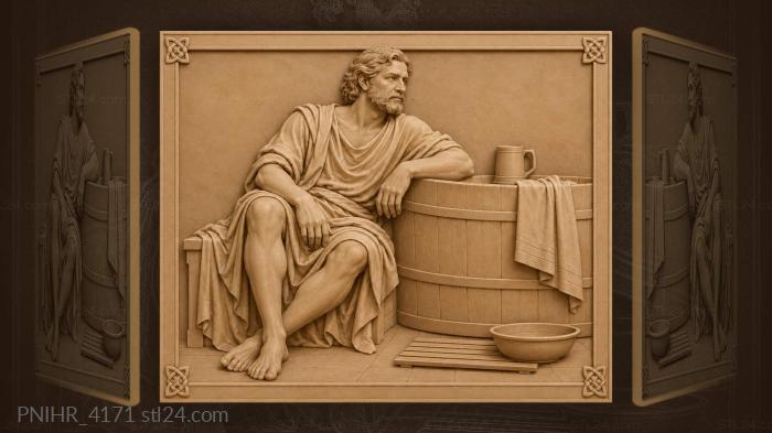 Man leaning on tub with mug 3d STL model