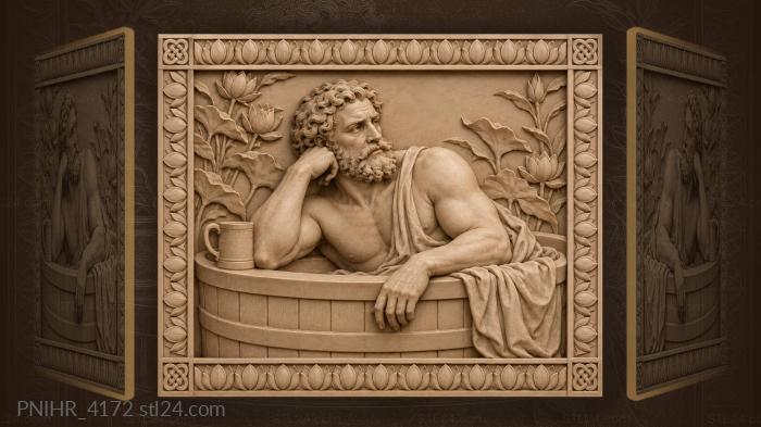 Man by the bath with mug 3d STL model