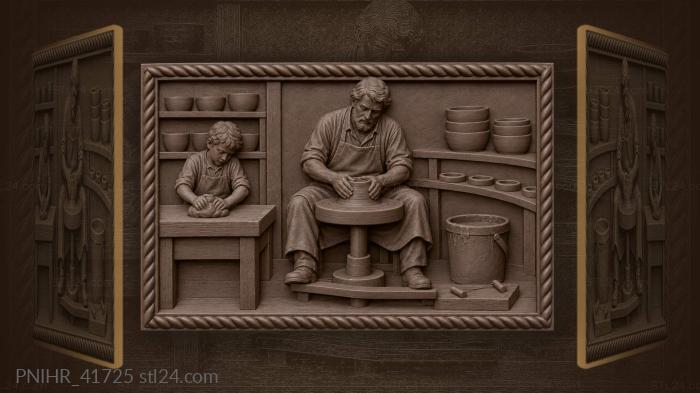 Boy kneads clay on the slab 3d STL model