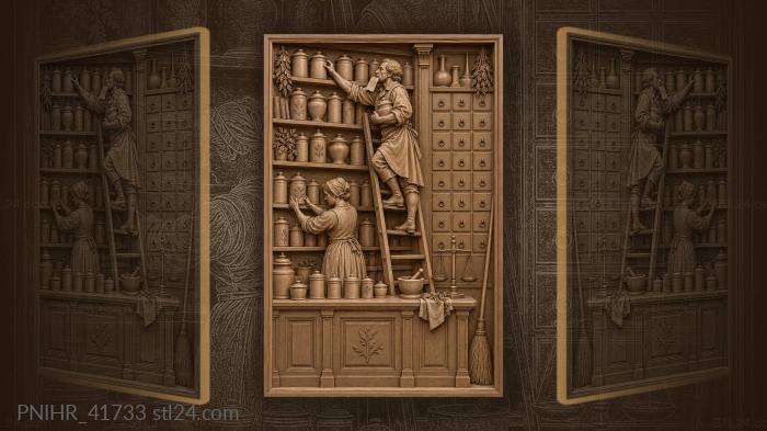 Apothecary’s work ladder and jars 3d STL model