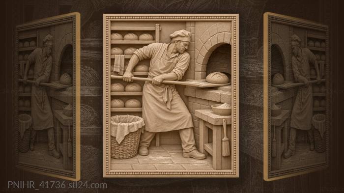 Baker and the golden round loaf 3d STL model