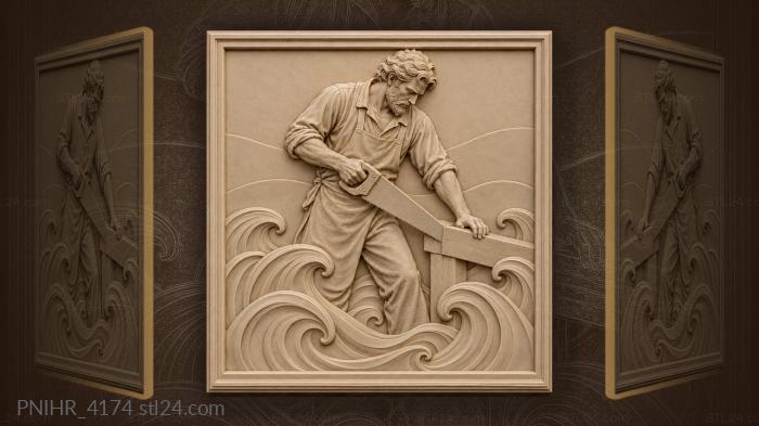 Sawyer with waves rising past legs 3d STL model