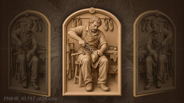 Cobbler at work shoe lasting 3d STL model