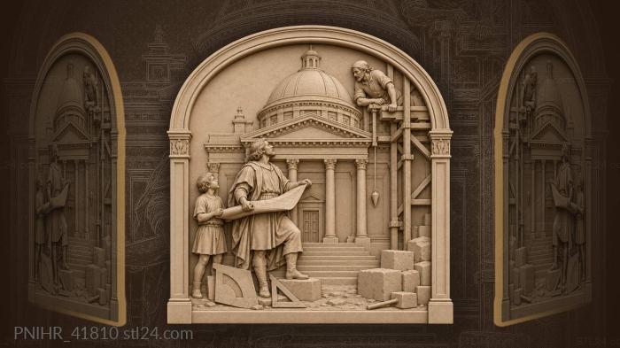 Architect and temple completion scene 3d STL model