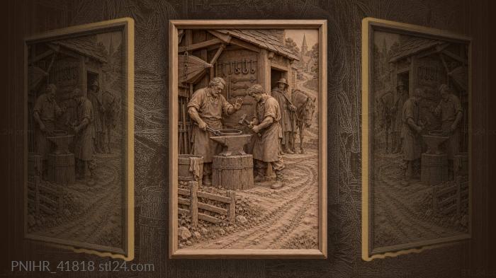 Blacksmith works at the village edge 3d STL model