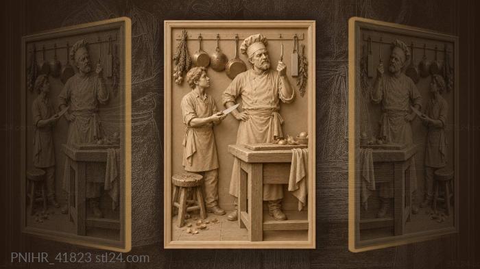 Cook chooses his worn knife 3d STL model