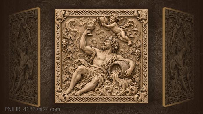 Cherub helping to pour from the barrel 3d STL model