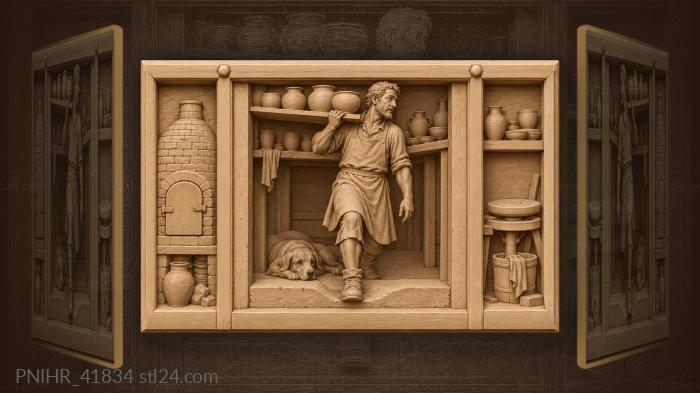 Burdened potter crosses the worn threshold 3d STL model
