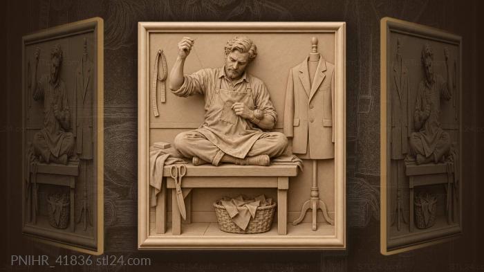 Craftsman patches apron beside flawless coat 3d STL model