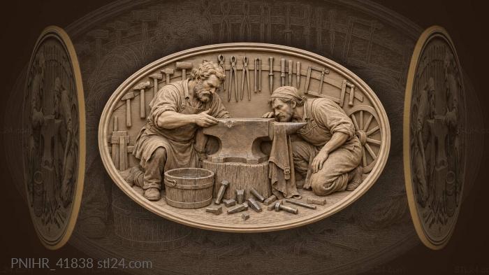 Pair inspecting a chipped anvil face 3d STL model