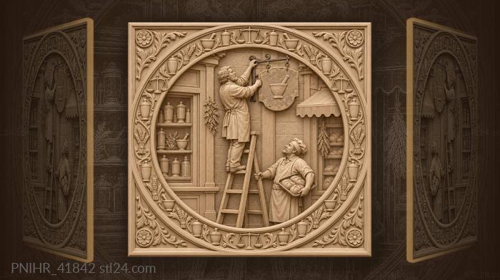 Ladder apothecary rehanges his grandfather’s shop sign 3d STL model