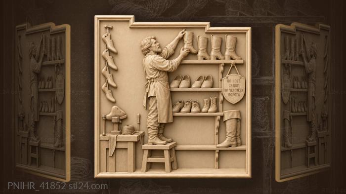Cobblers workshop boots and tools display 3d STL model