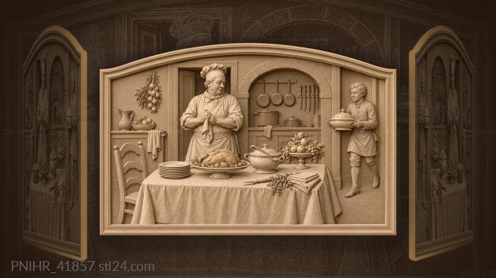 Cook at the set table 3d STL model