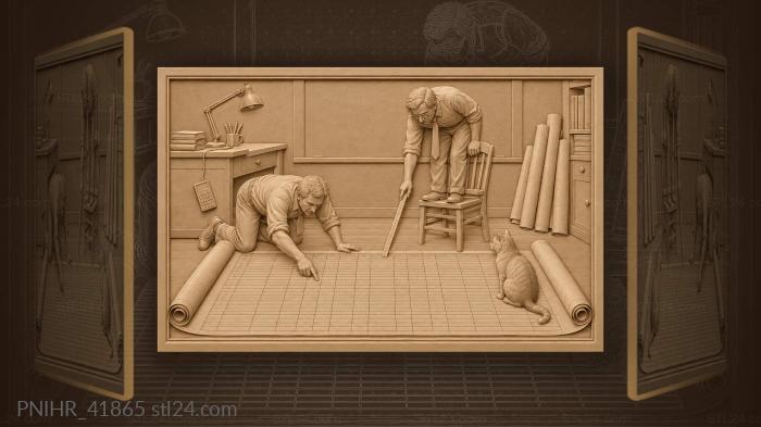 Analysts with huge data spreadsheet 3d STL model