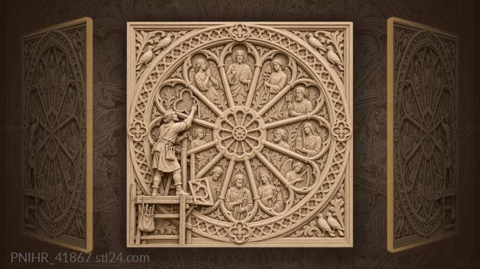 Cathedral rose window floral design 3d STL model