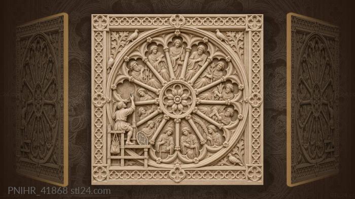 Cathedral rose window floral centrepiece 3d STL model