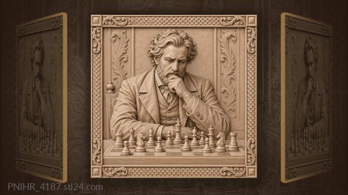 Chess player in thoughtful concentration 3d STL model