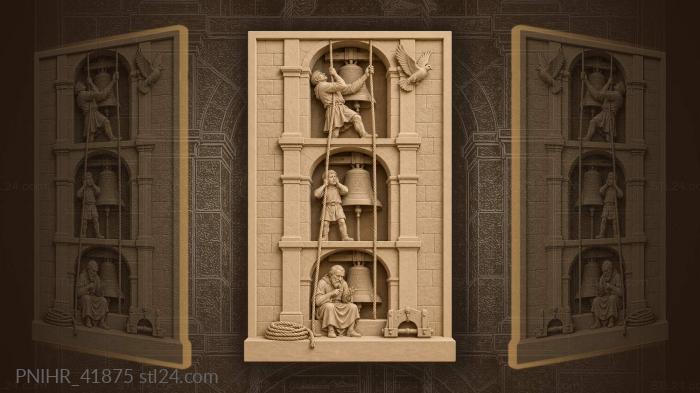 Ancient tower with open belfry 3d STL model